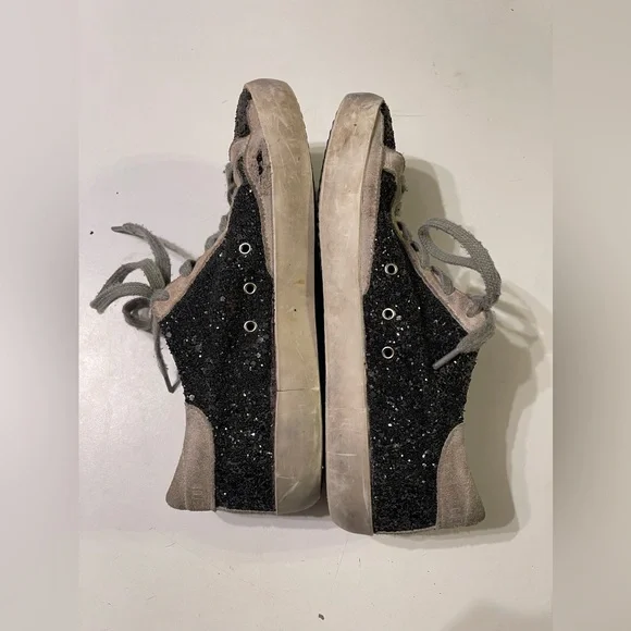 Golden Goose Superstar Women’s 38 (8) Black Glitter Have A Golden Day Sneakers - Picture 8 of 14